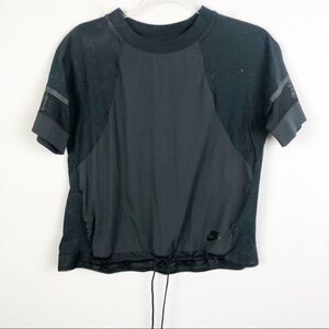 NIKE | Black Short Sleeve Top Mesh Drawstring S